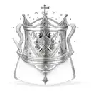holy grail, excalibur and crown tattoo design idea