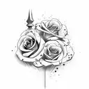 chess piece with roses incorporated into the theme tattoo design idea