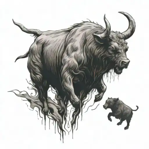 bull vs bear tattoo design idea