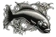 pisces sign with coi fish swimming around it bracelet design with water splashes tattoo design idea