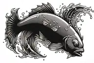 pisces sign with coi fish swimming around it bracelet design with water splashes tattoo design idea