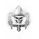 skeleton cowboy drinking beer can tattoo design idea