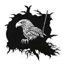 eagle with open wings breaking free from being chained to tree roots  tattoo design idea