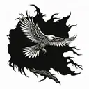 eagle with open wings breaking free from being chained to tree roots  tattoo design idea