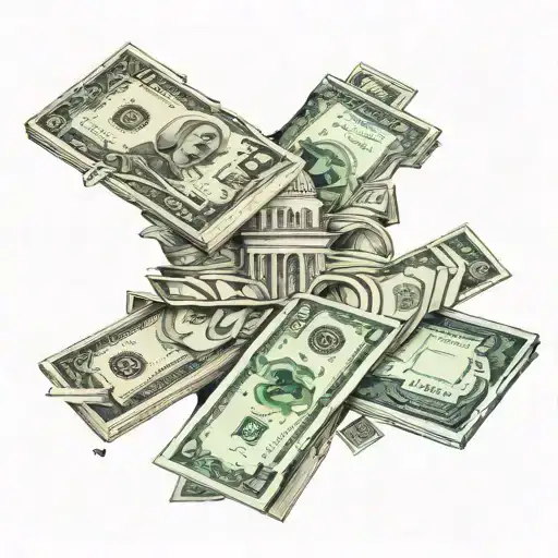create a design featuring stack of money intertwined with symbols of friendship and family  tattoo design idea