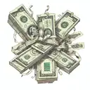 create a design featuring stack of money intertwined with symbols of friendship and family  tattoo design idea