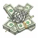 create a design featuring stack of money intertwined with symbols of friendship and family  tattoo design idea
