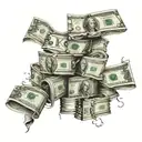 Create a design featuring a stack of money intertwined with symbols of friendship and family tattoo design idea