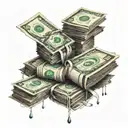 Create a design featuring a stack of money intertwined with symbols of friendship and family tattoo design idea