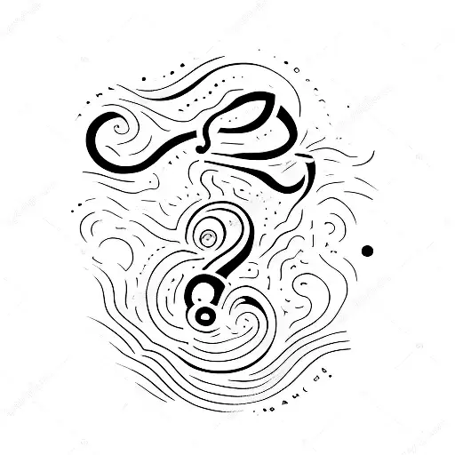 question mark with text 'waarom' tattoo design idea
