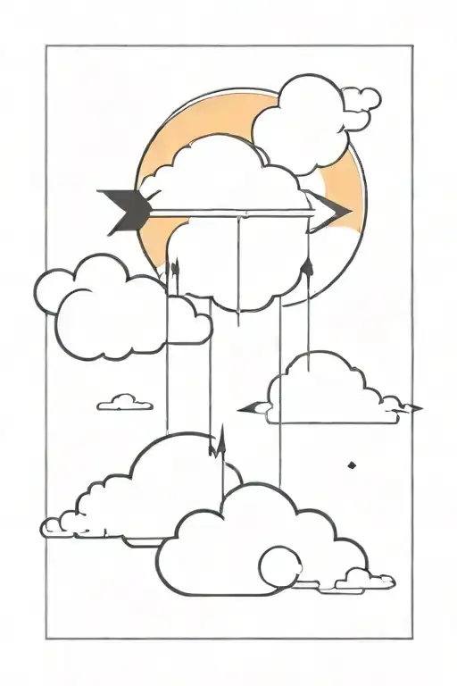 cloud with arrow going through vertically with sun on the other side tattoo design idea