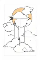 cloud with arrow going through vertically with sun on the other side tattoo design idea