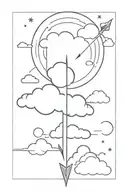 cloud with arrow going through vertically with sun on the other side tattoo design idea