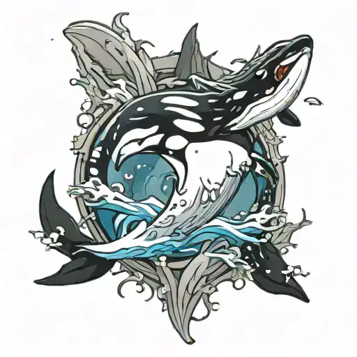 Orca scary tattoo design idea
