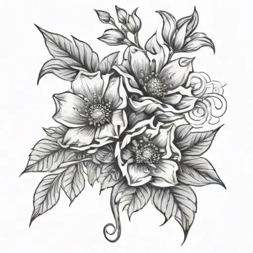 cosmo flower bouquet tattoo design idea