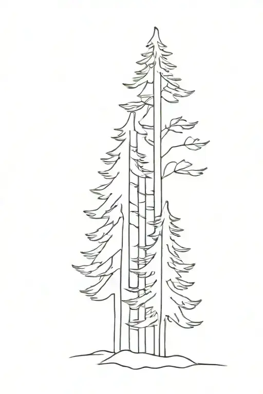 An simple outline of two evergreen trees beside each other  tattoo design idea