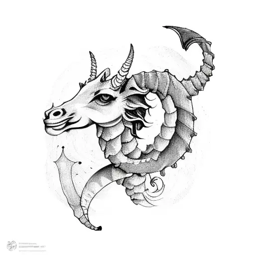 Capricorn sea goat tattoo design idea