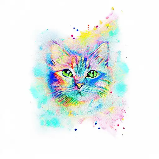 a cat pawns in watercolor tattoo design idea