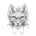 fox skull snake through out tattoo design idea