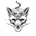 fox skull with snake  tattoo design idea