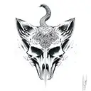 fox skull with snake  tattoo design idea