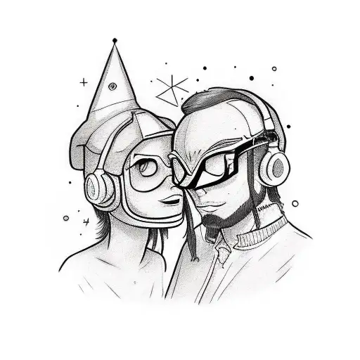 similar but different couples tattoo for pop punk music lovers tattoo design idea