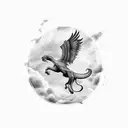 realistic griffin in flight tattoo design idea
