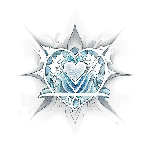 Heart ocean wave star  tattoo design idea