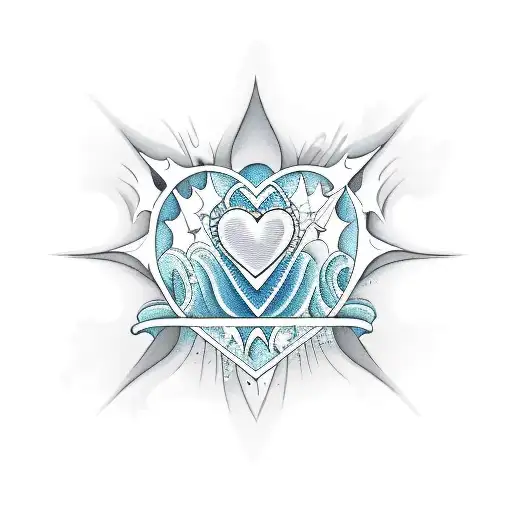 Heart ocean wave star  tattoo design idea
