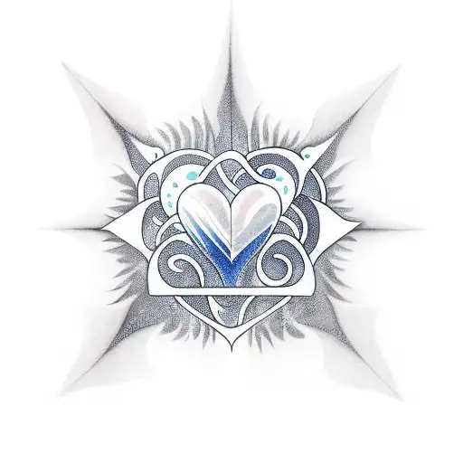 Heart ocean wave star  tattoo design idea