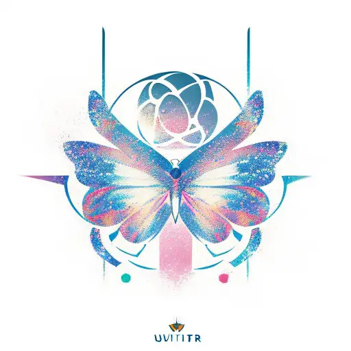 Butterfly logo of Tomorrowland festival as silhouette, overliad by the phrase "LIVE TODAY, LOVE TOMORROW, UNITE FOREVER" tattoo design idea