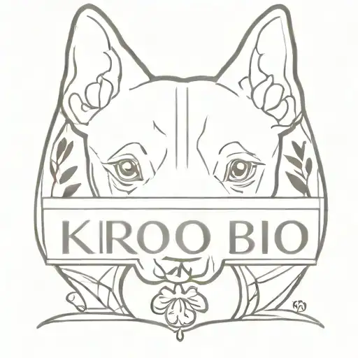 ears of a Pitbull with the name Kiro and a dog paw print tattoo design idea