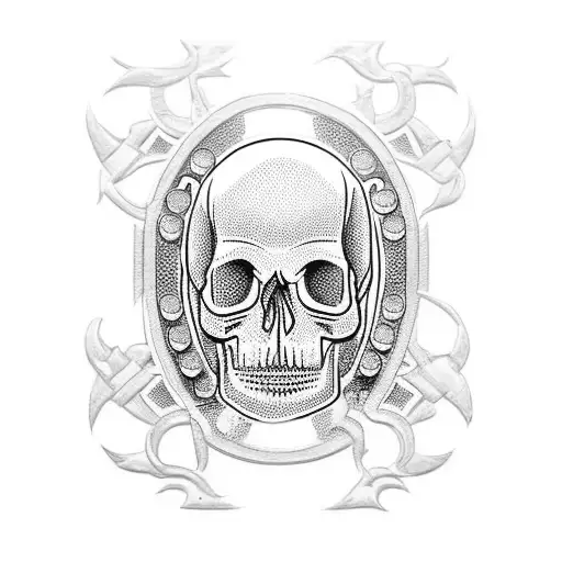 Incorporate traditional hooligan symbols like brass knuckles and a skull into a blackwork design tattoo design idea