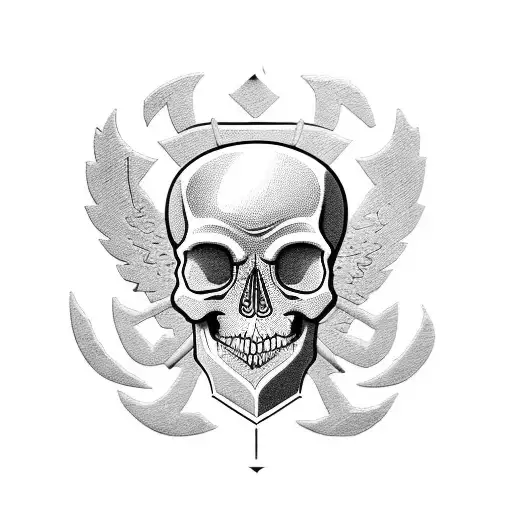 Incorporate traditional hooligan symbols like brass knuckles and a skull into a blackwork design tattoo design idea