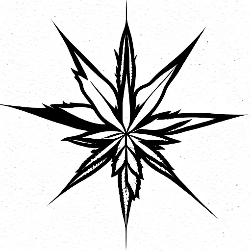 8 point star made of marijuana tattoo design idea