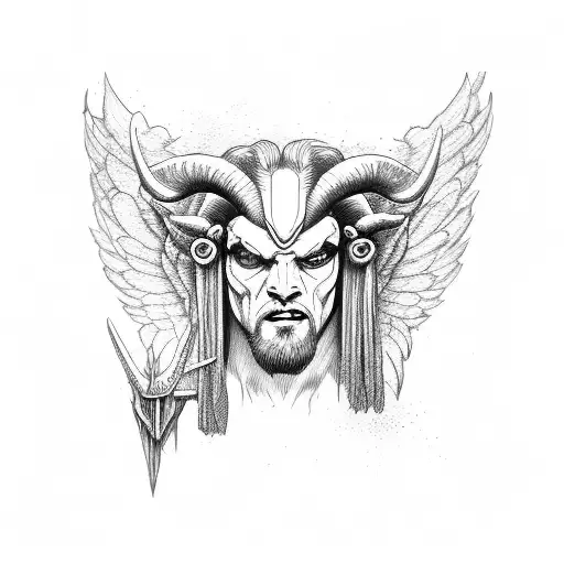 ram half angel half demon tattoo design idea