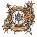 broken compass made of bones  tattoo design idea