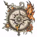 broken compass made of bones  tattoo design idea