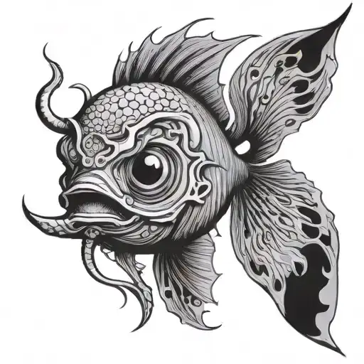 black devil fish tattoo design idea