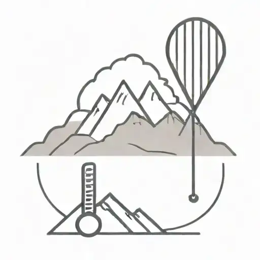 A minimalist design of a badminton racket and shuttlecock with a mountain backdrop tattoo design idea