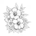 hibiscus, rose and gerbera tattoo design idea