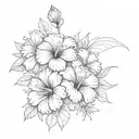 hibiscus, rose and gerbera tattoo design idea