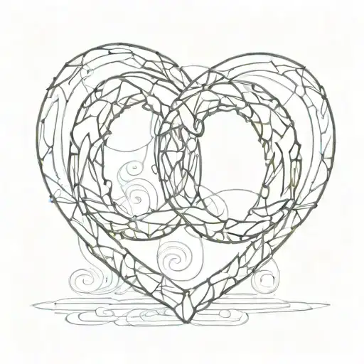 continuous line drawing two horseshoes in the shape of a heart tattoo design idea