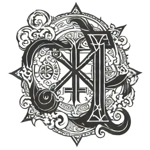 chi rho alpha and omega tattoo design idea