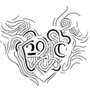 Heart with Date 2001 and 2003 tattoo design idea