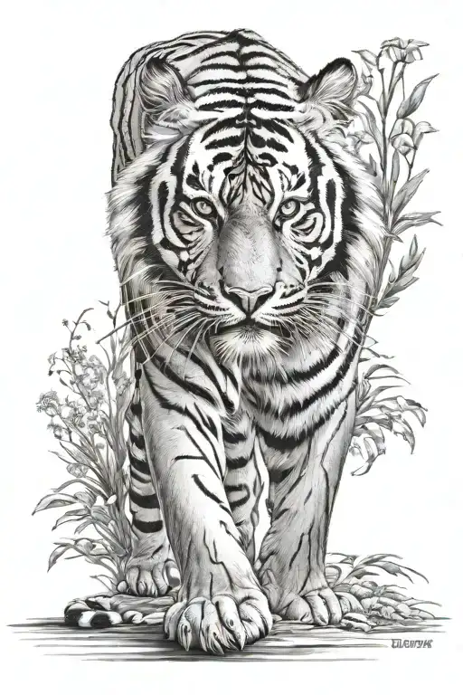 Tiger full body tattoo design idea