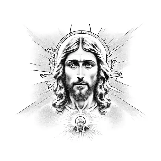 Jesus with prayer hands tattoo design idea