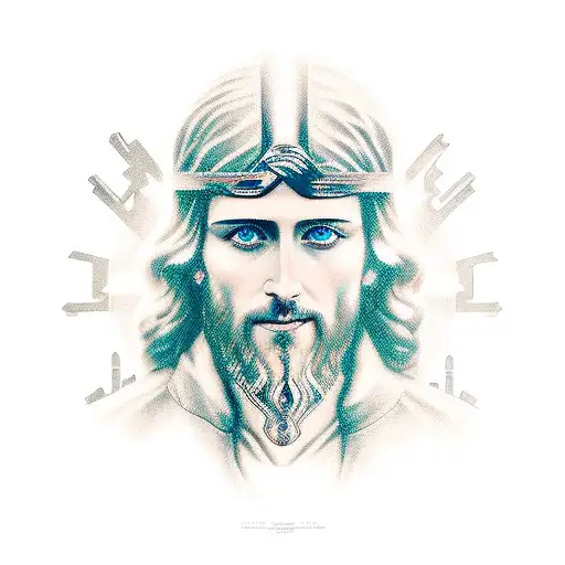 Jesus with prayer hands tattoo design idea