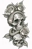 money with roses with snake and skulls tattoo design idea