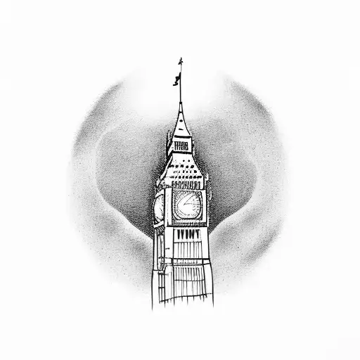 Big Ben ocean vibe tattoo design idea